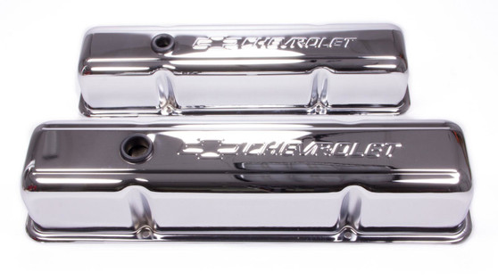 PFM141-103 SBC Chrome Bowtie V/C's - Tall w/Baffle