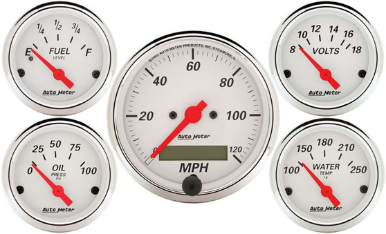 ATM1302 Arctic White Gauge Kit W/Red Pointer