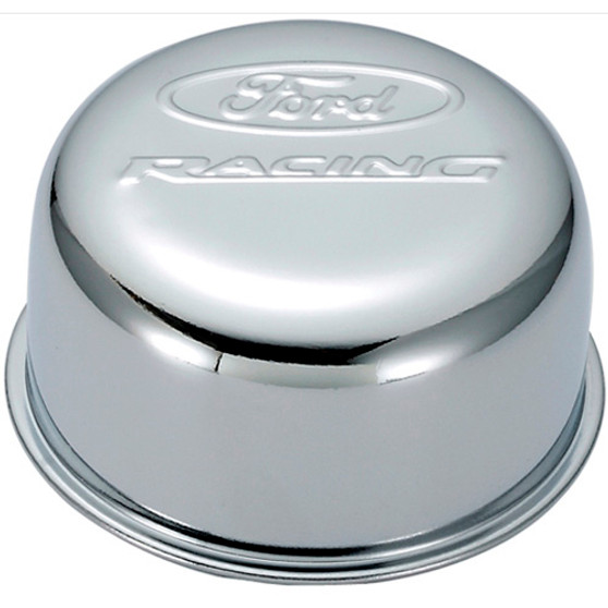 FRD302-200 Chrome Steel Breather W/Ford Racing Logo