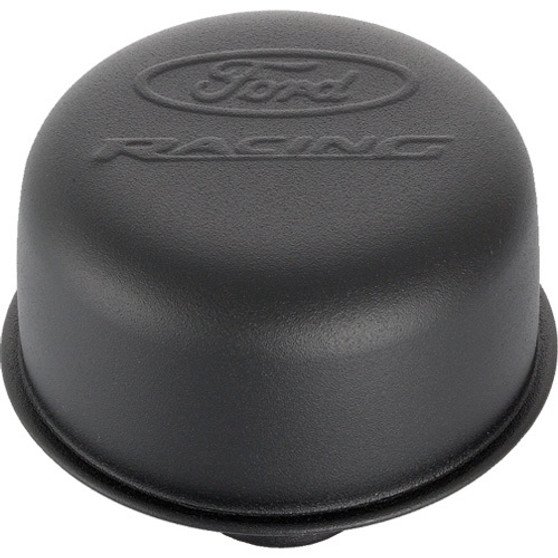 FRD302-216 Black Steel Breather W/Ford Racing Logo