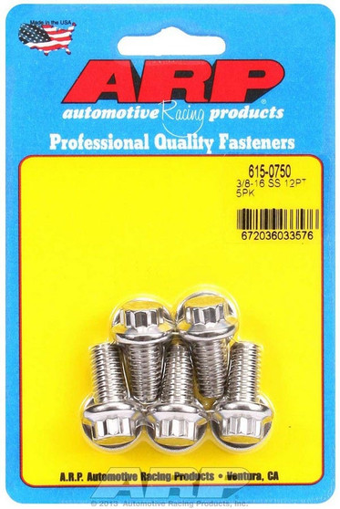 ARP615-0750 S/S Bolt Kit - 12pt. (5) 3/8-16 x 0.750