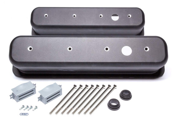 RPCR6146-1BK Black Aluminum SBC Valve Covers Center Bolt