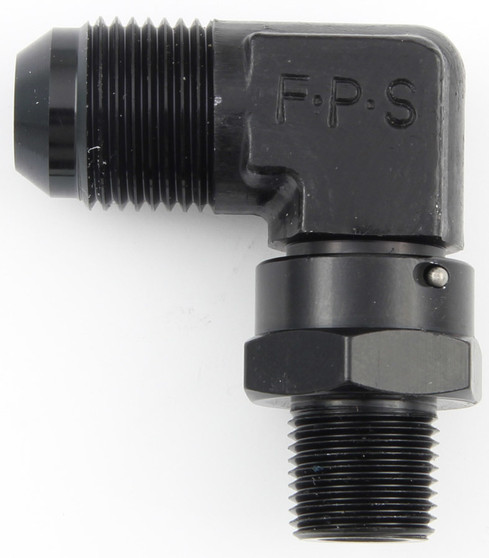 FRG499104-BL #4 x 1/8 MPT 90 Deg Swivel Adapter Black