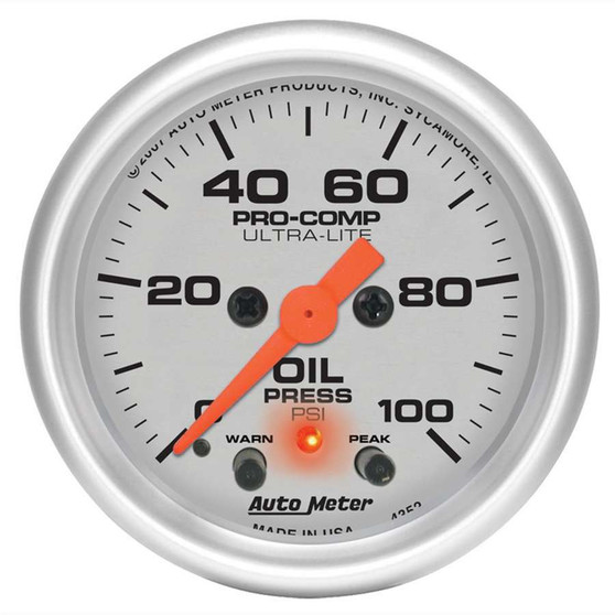 ATM4352 2-1/16in U/L Oil Press. Gauge w/Peak & Warning