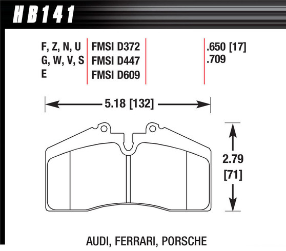 HAWHB141U650 Brake PAds DTC-70 Audi Ferrari Porsche