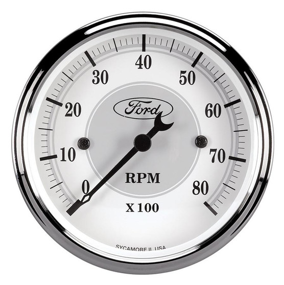 ATM880088 Ford Racing Tach - 3-1/8 In-Dach - White Face