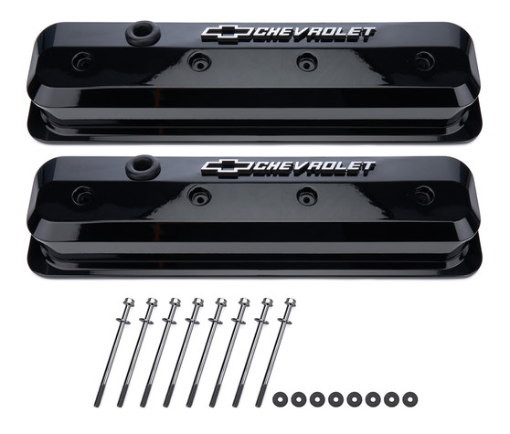 PFM141-847 SBC Valve Covers Slant Edge Liquid Black