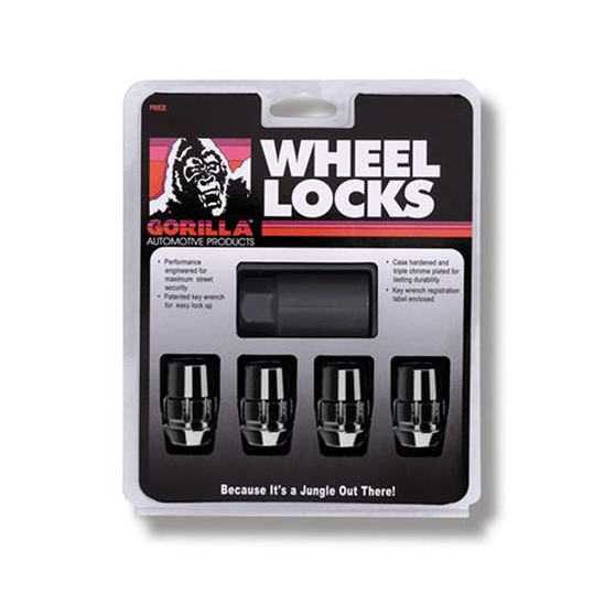 GOR71641NBC Wheel Locks Acorn Black Chrome 14mm x 1.50 4Pack
