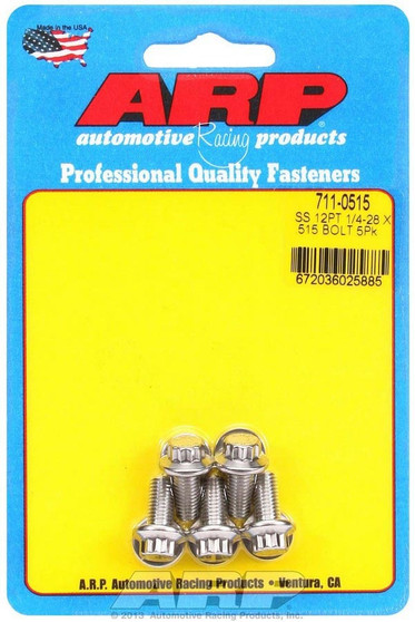 ARP711-0515 S/S Bolt Kit - 12pt. (5) 1/4-28 x .515