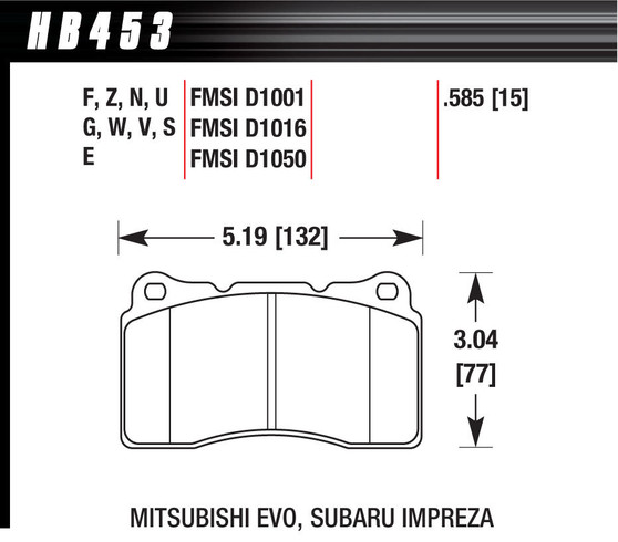 HAWHB453F585 Performance Street Brake Pads 2010 Camaro