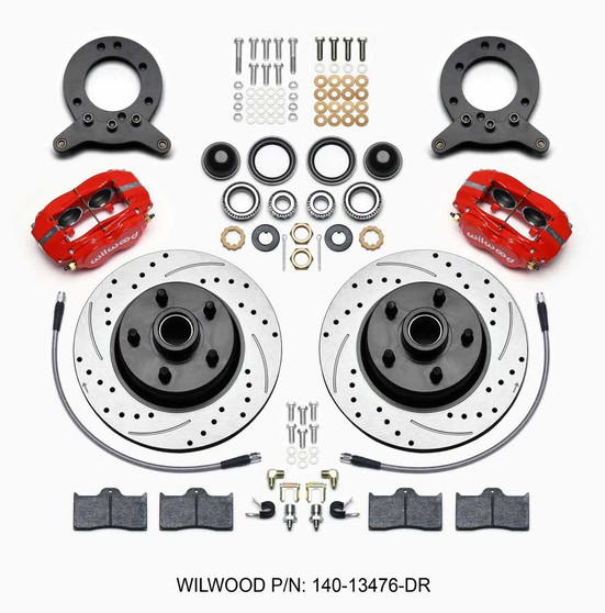 WIL140-13476-DR Front Disc Brake Kit Blk 65-59 Mustang Hub/Rotor