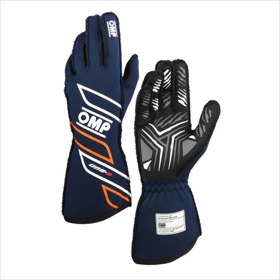 OMPIB0-0778-A01-249-XL ONE-S GLOVES my2025 FIA 8856-2018 NAVY BLUE / FL
