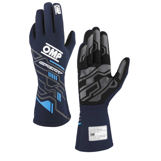 OMPIB0-0777-B01-244-M SPORT GLOVES FIA 8856-20 18 MY2025 NAVY BLUE / CY