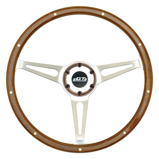GTP32-4247 GT3 Cobra Style Wood Ste ering Wheel 14in Polish