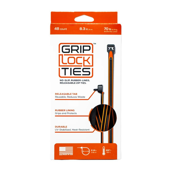 GLTG8-BKOG-X48 Zip Ties 8in Releasable Black / Orange 48pk