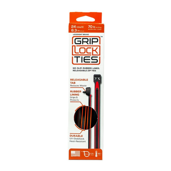 GLTG8-BKRD-X24 Zip Ties 8in Releasable Black / Red 24pk