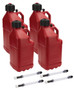 ALL40121-4 Utility Jug 5 Gal w/ Filler Hose Red 4pk