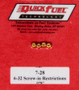 QFT7-28 .028in- 6-32 Screw-in Restrictors (4pk)