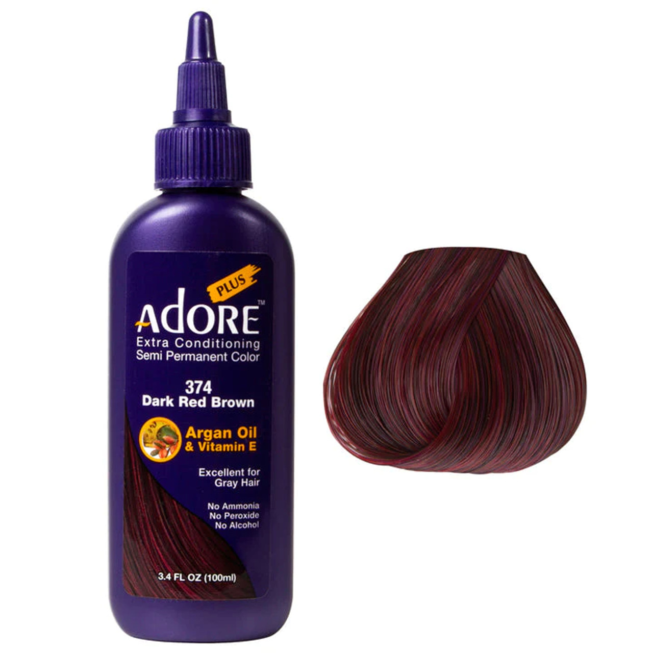 Adore Plus Semi Permanent Hair Color Dark Red Brown 374 100ml