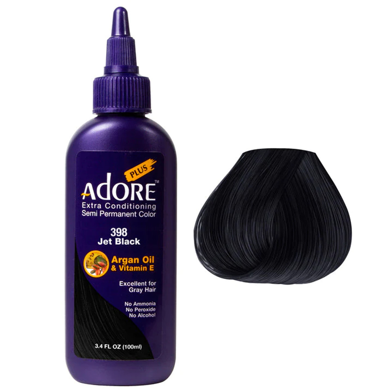 Adore Plus Semi Permanent Hair Color Jet Black 398 100ml