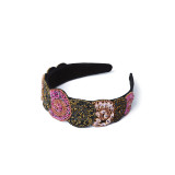 Sarah J Curtis Beaded Headband Pink