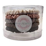 Pink Pewter Pony Elastics in Cylinder – Silky and Ruffled 5 Piece Set