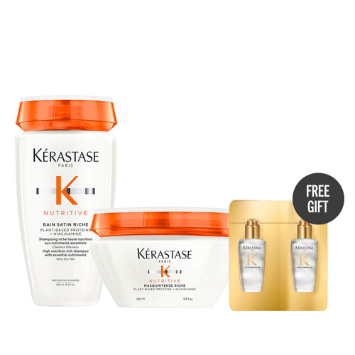 Kerastase Nutritive Riche Bain & Masque Duo with Elixir Ultime Original Oil 2ml