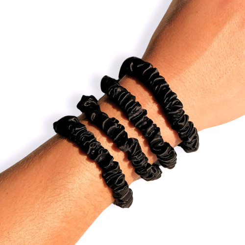 Strands of Silk Slim Silk Scrunchies - Black