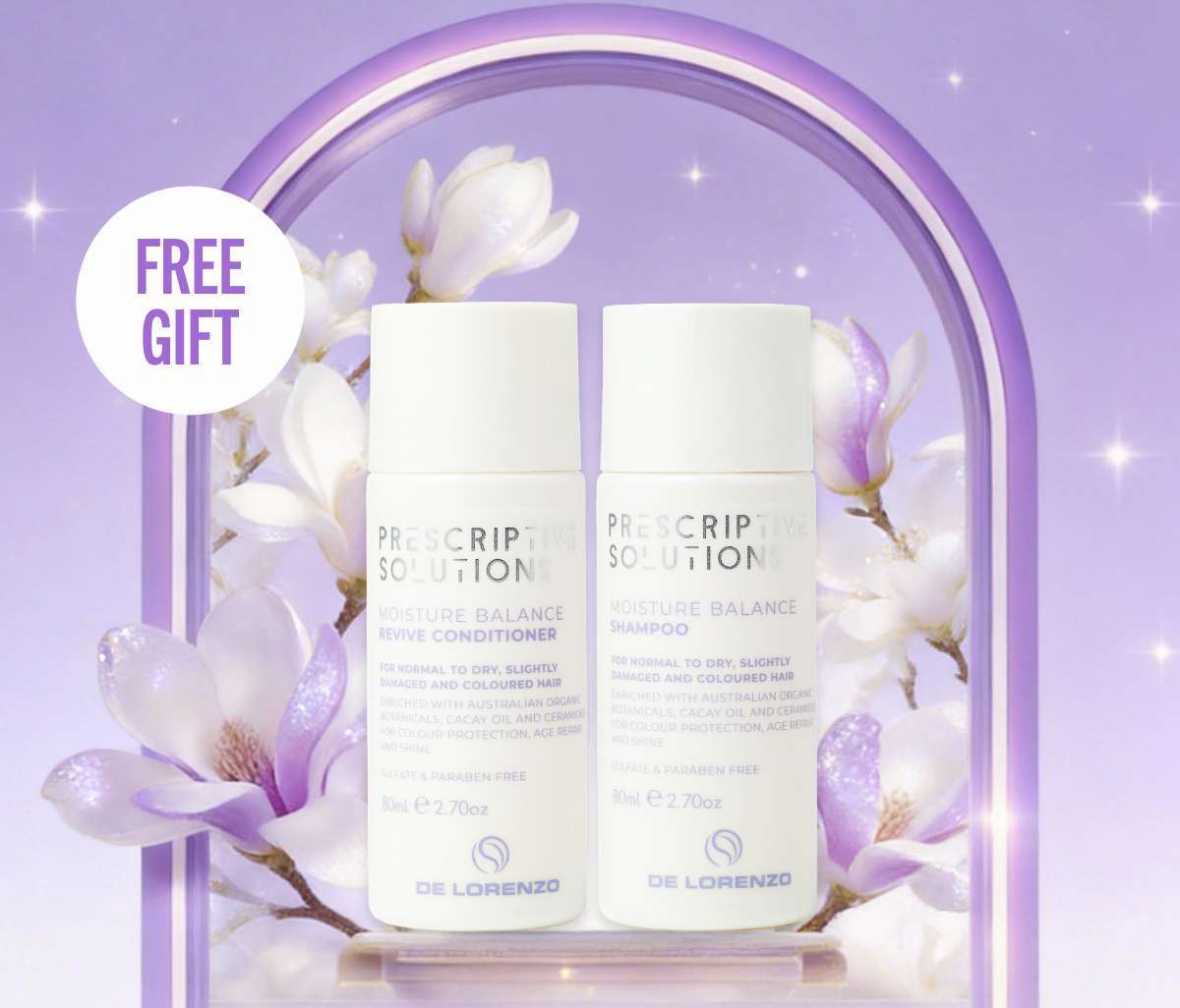 De Lorenzo Shampoo & Conditioner Minis gift with purchase.* 