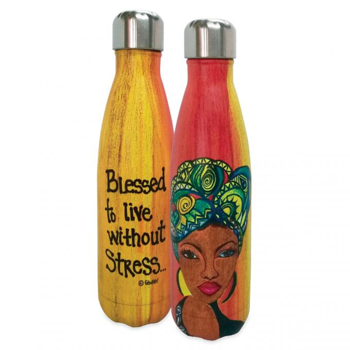 SHADES OF COLOR Stainless Steel Bottle - BLESSED TO LIVE WITHOUT STRESS