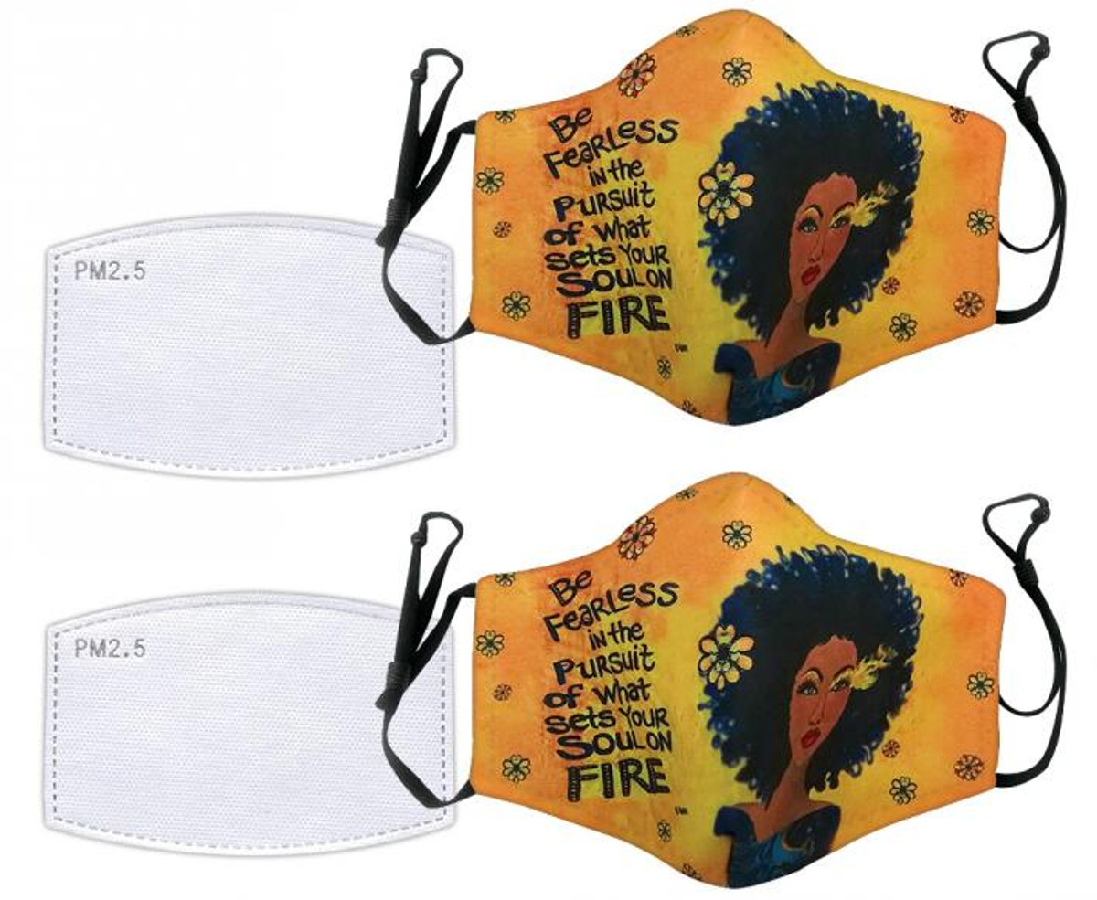 Shades of Color Reusable Cotton Face Masks "Soul On Fire: