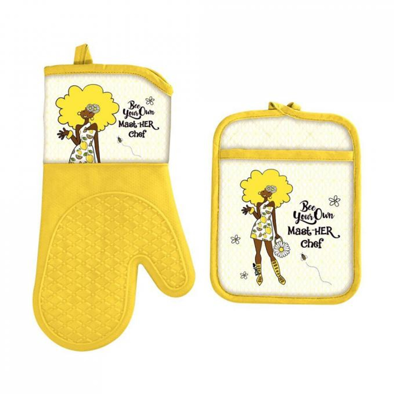 The Kitchen Queen Oven Mitt Potholder Set by Shades of Color