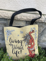 "Living My Blessed Life" Woven Tote Bag - Cidne Wallace 