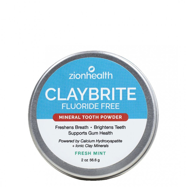 Zion Health - Claybrite Fluoride Free - Tooth Powder - Fresh Mint