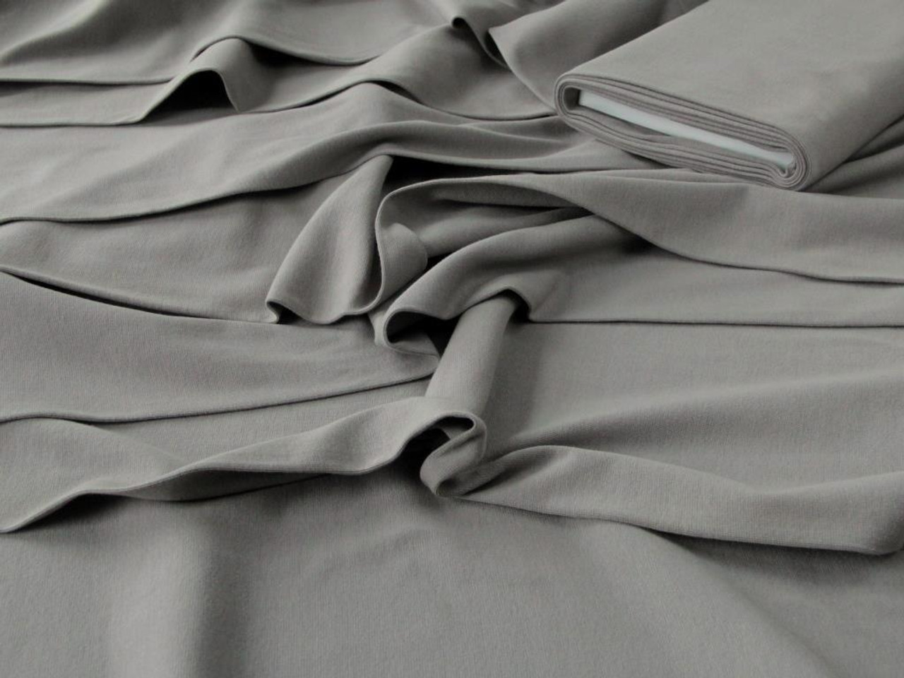 Dressmaking Fabric  Cotton Ribbing - Light Grey Marl Fabric Godmother