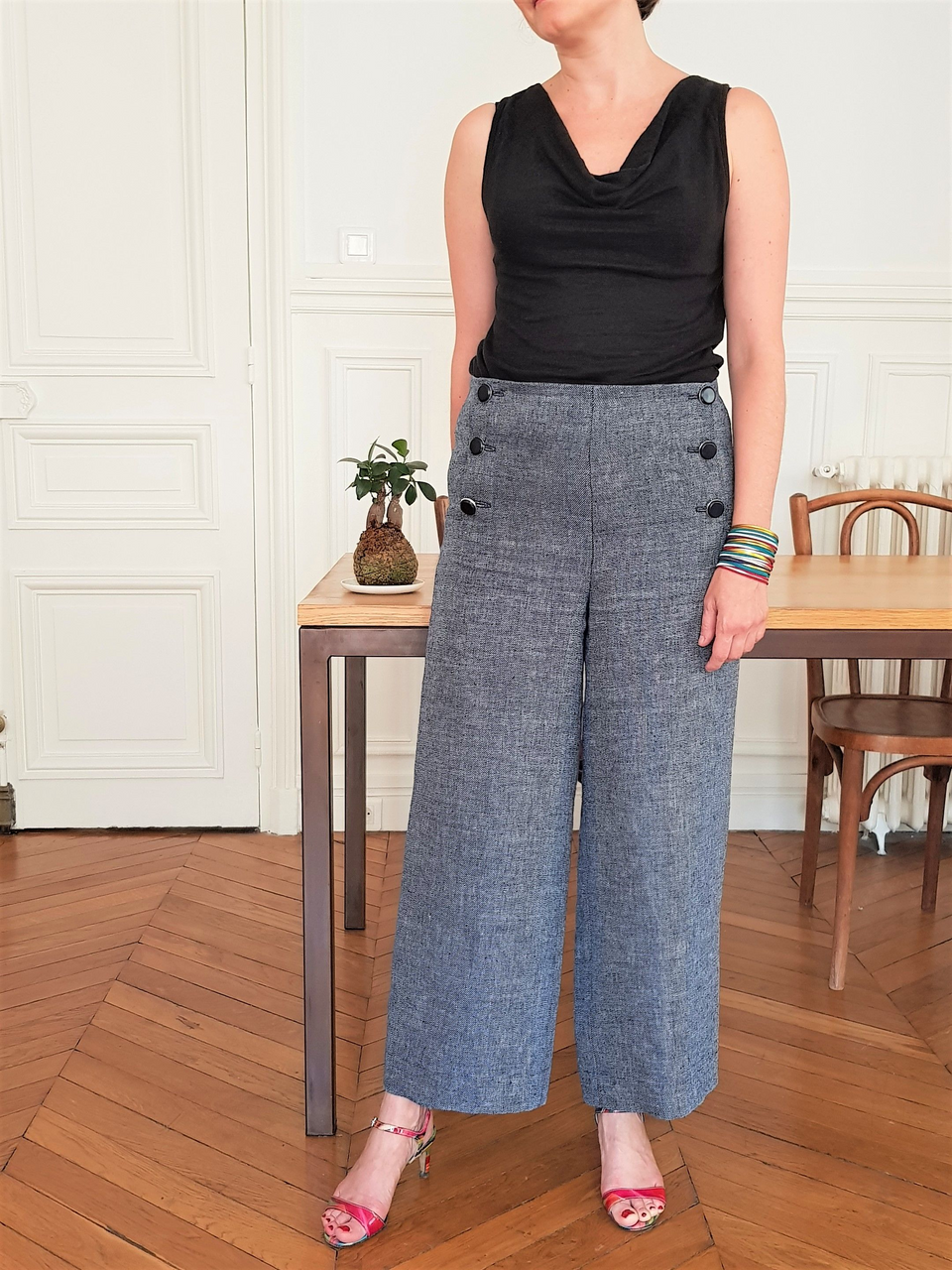 Women high waist wide leg pants sewing pattern culotte