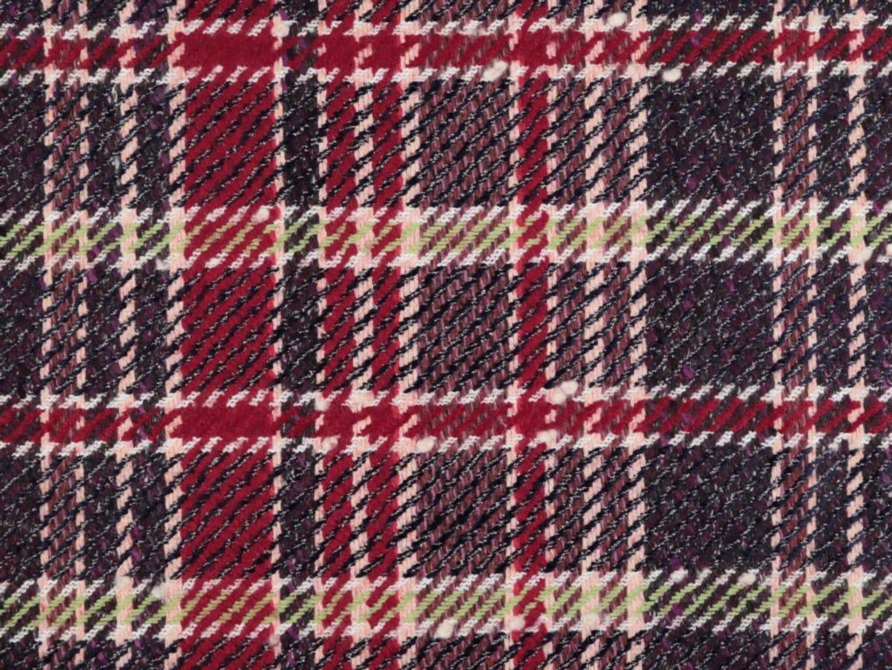 Dressmaking Fabric, Lowland Tartan Wool Mix Coating - Red