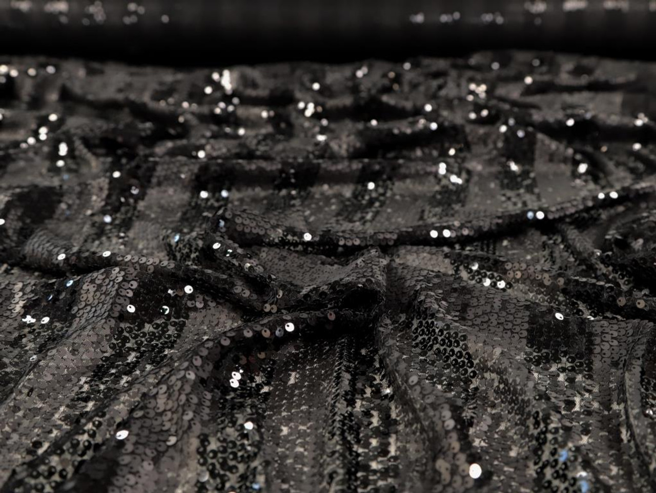 Dressmaking Fabric  Wilson High Shine Sequin Stripes - Black