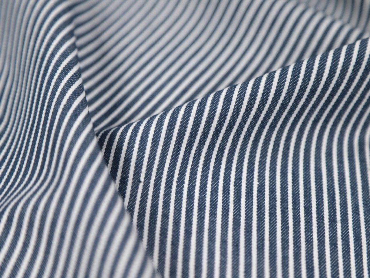Dressmaking Fabric | Dawson Hickory Stripe Stretch Denim - Indigo ...