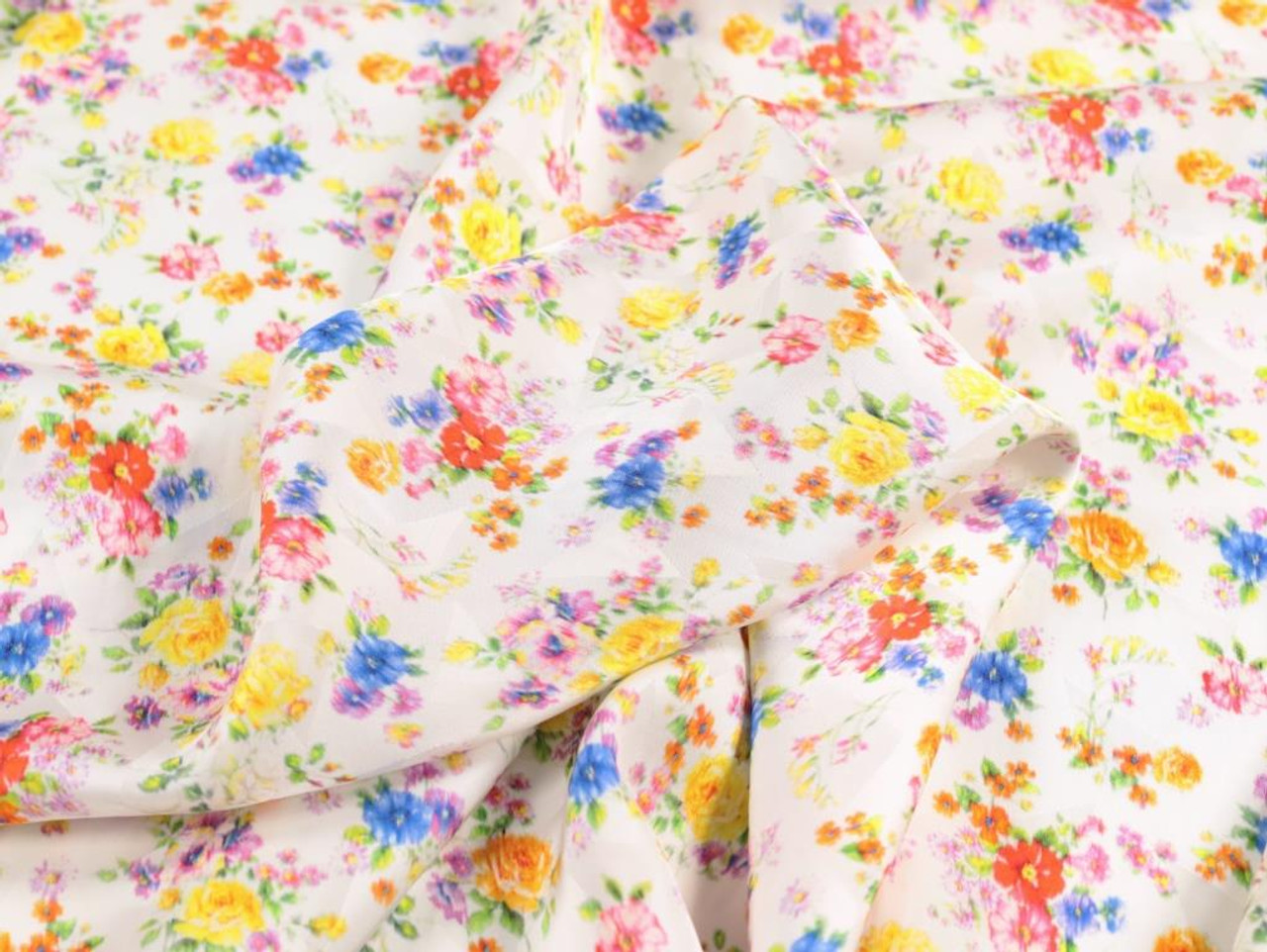 Dressmaking Fabric | Melody Floral Viscose Jacquard - White | Fabric ...