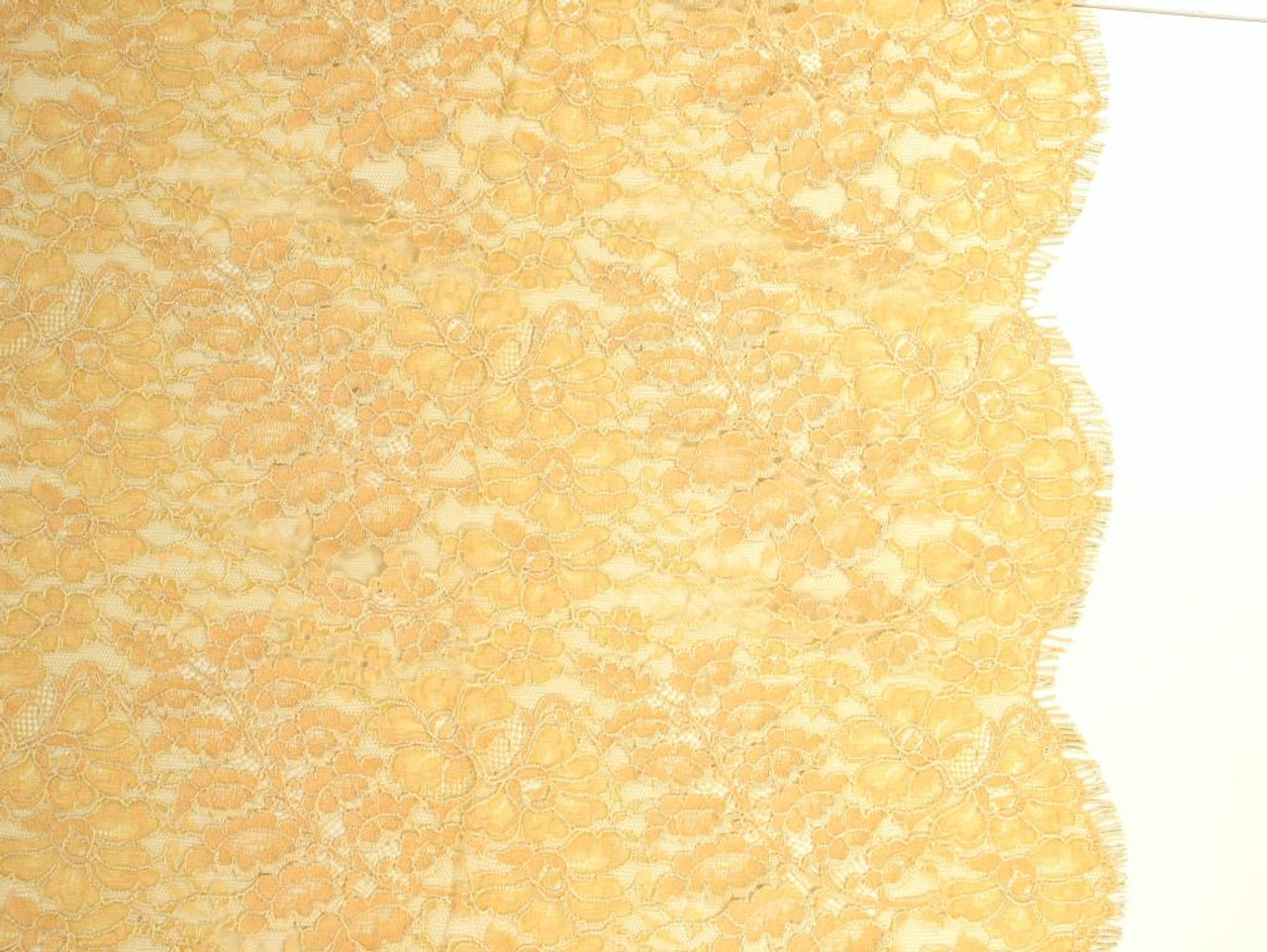 Dressmaking Fabric, Catherine Narrow Corded Lace - Soft Yellow