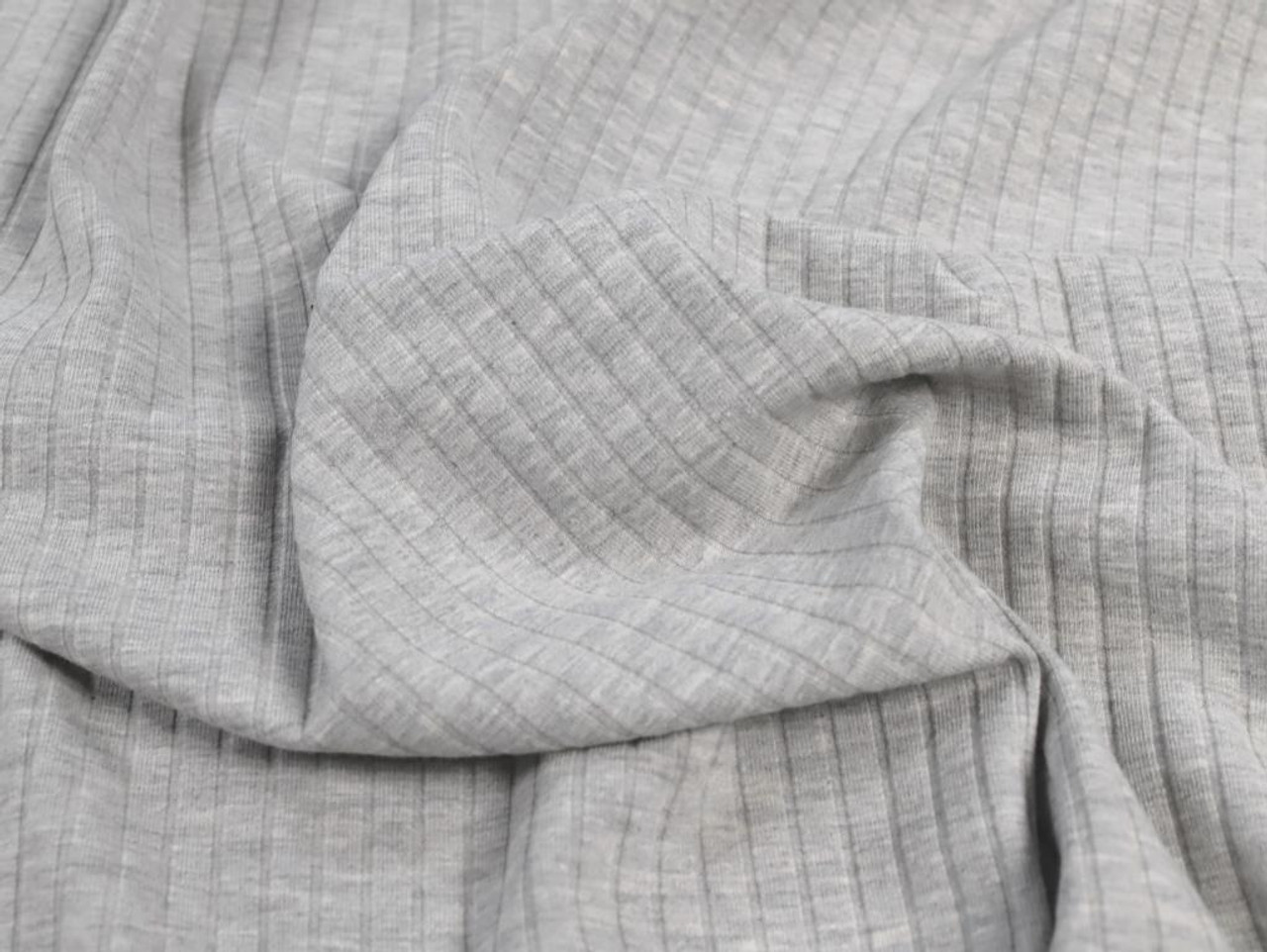 Dressmaking Fabric  Zara Cotton Medium Ribbed Jersey - Grey Marl