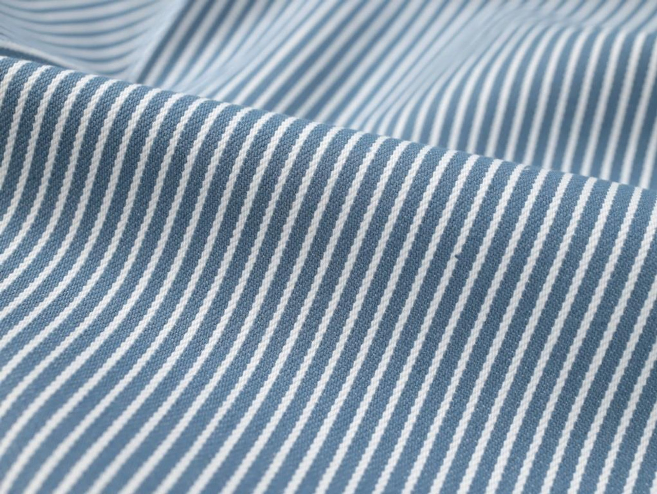 Dressmaking Fabric | Dawson Hickory Stripe Stretch Denim - Denim Blue ...