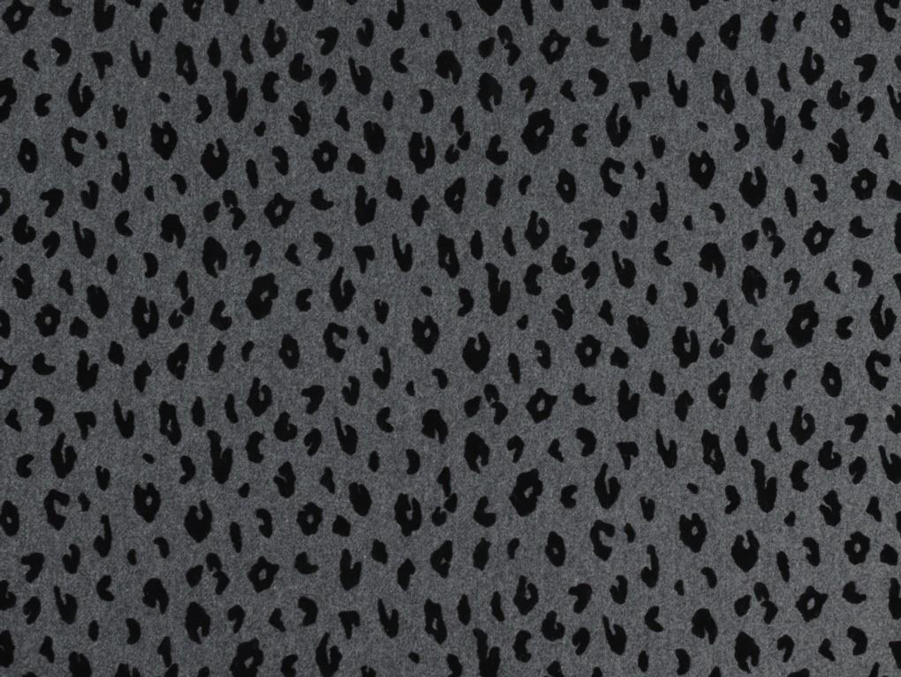 Dressmaking Fabric  Roxy Flocked Leopard Wool Coating - Charcoal