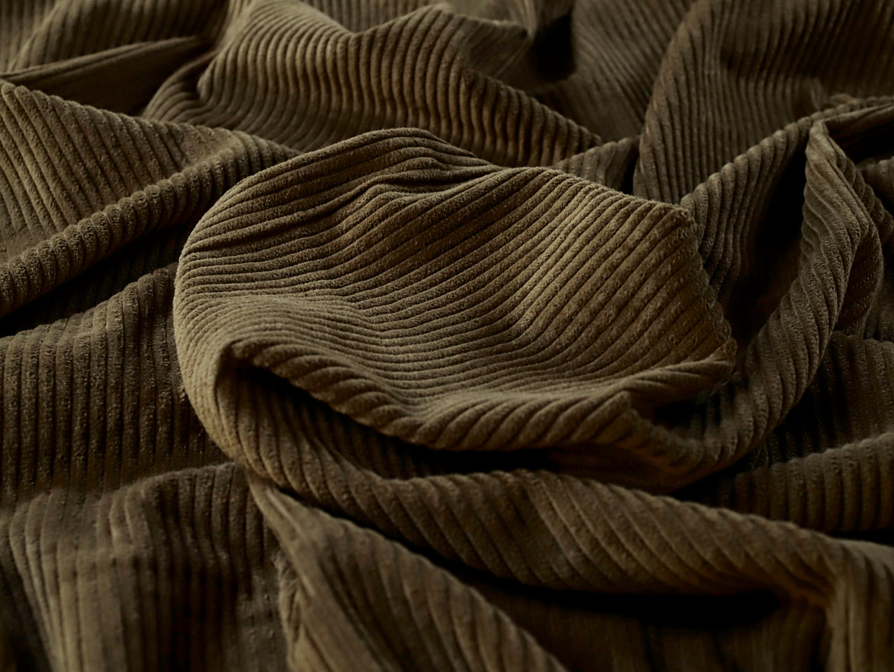 Dressmaking Fabric | 5 Wale Jumbo Cord - Moss | Fabric Godmother