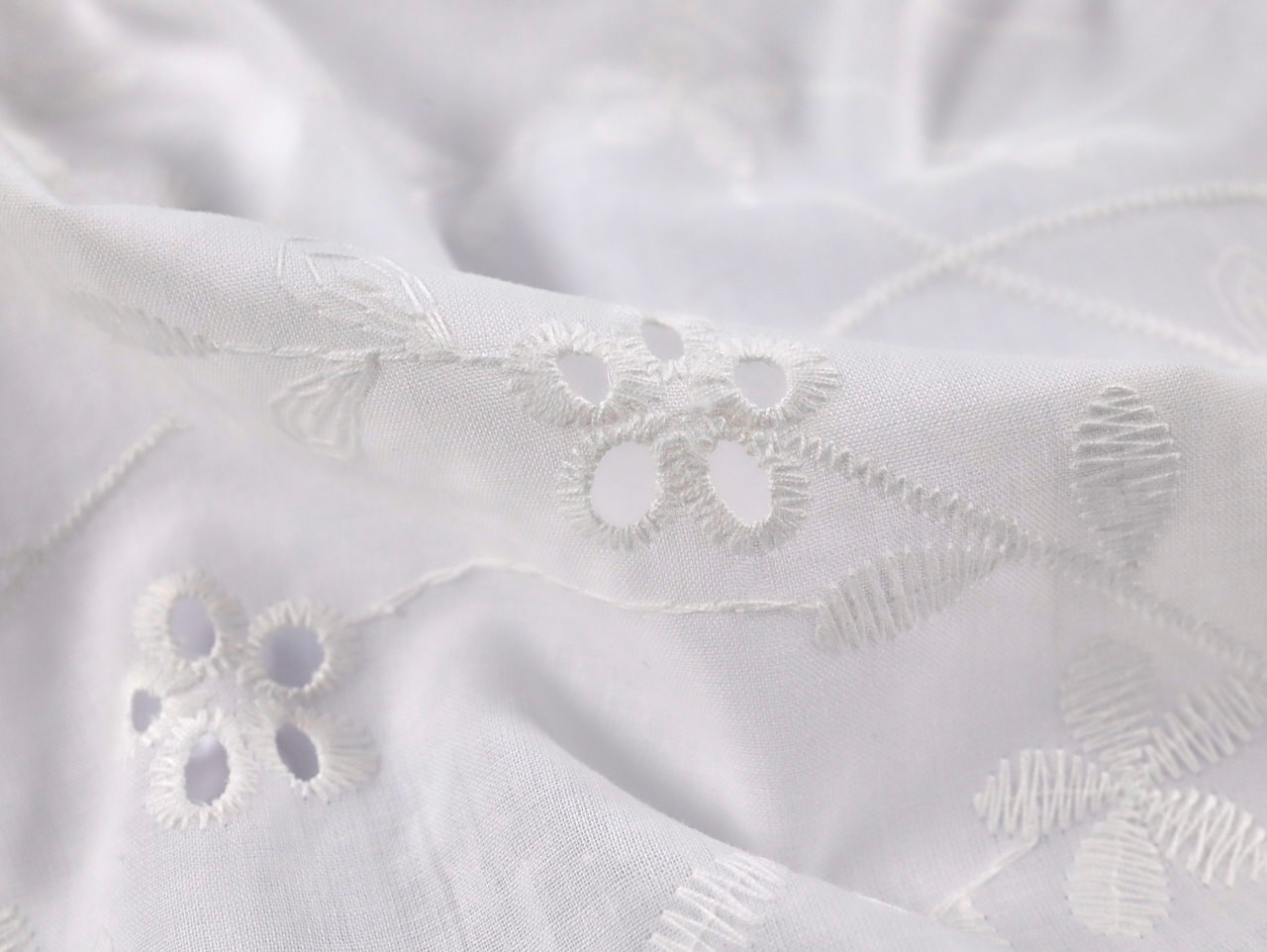 Dressmaking Fabric | Clementine Floral Embroidered Cotton - White | Fabric  Godmother