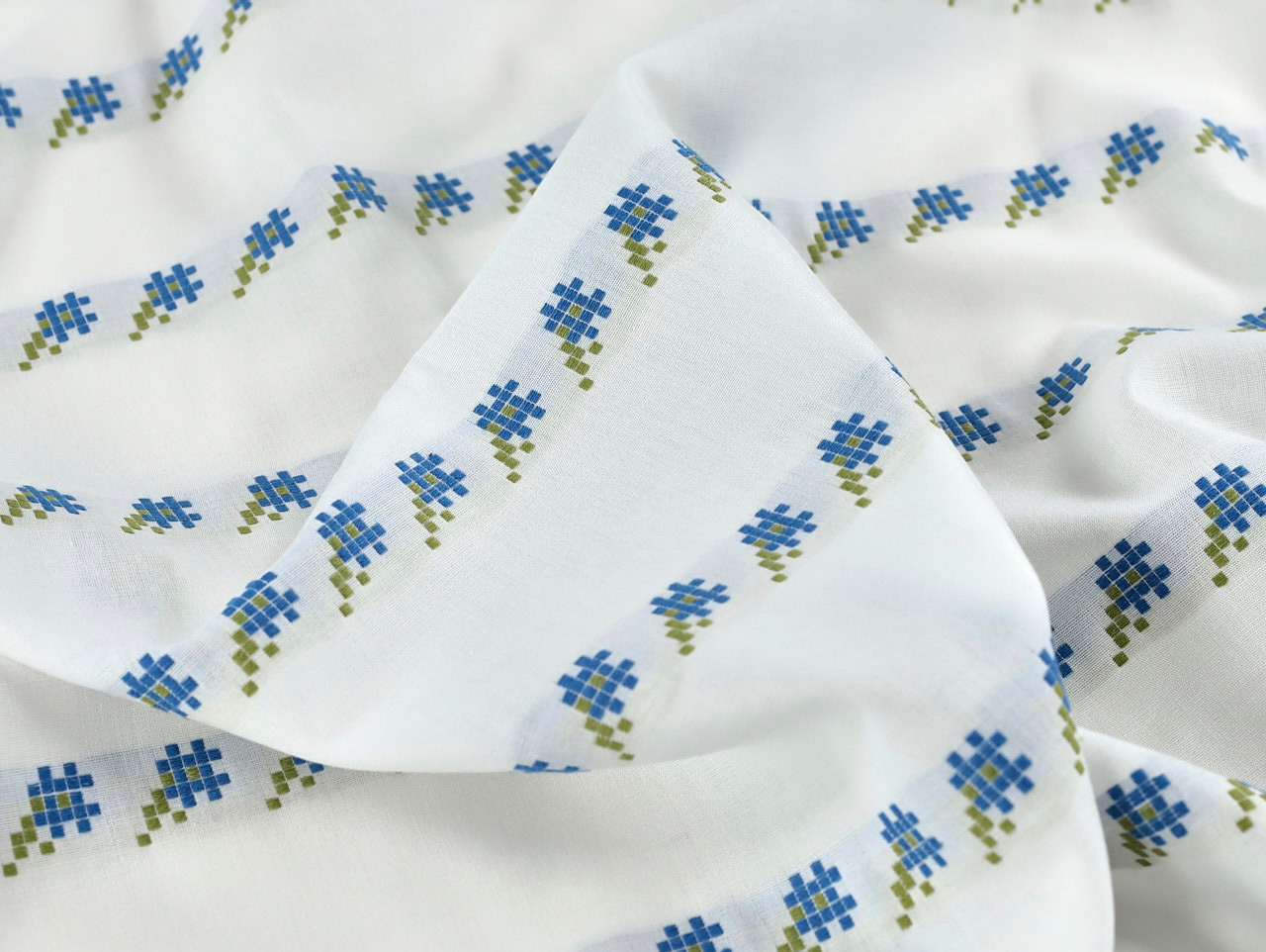 Dressmaking Fabric | Roscoe Floral Embroidered Cotton - Blue | Fabric Godmother Dressmaking Fabric | Roscoe Floral Embroidered Cotton - Blue | Fabric Godmother