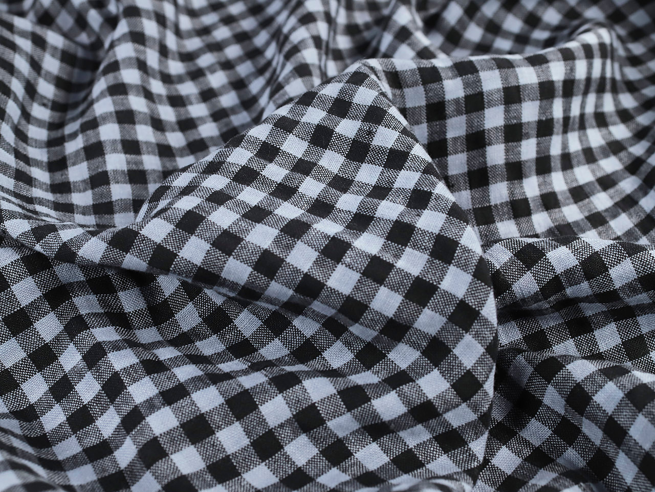 Dressmaking Fabric | Marley Gingham Tumbled Linen - Blue & Black