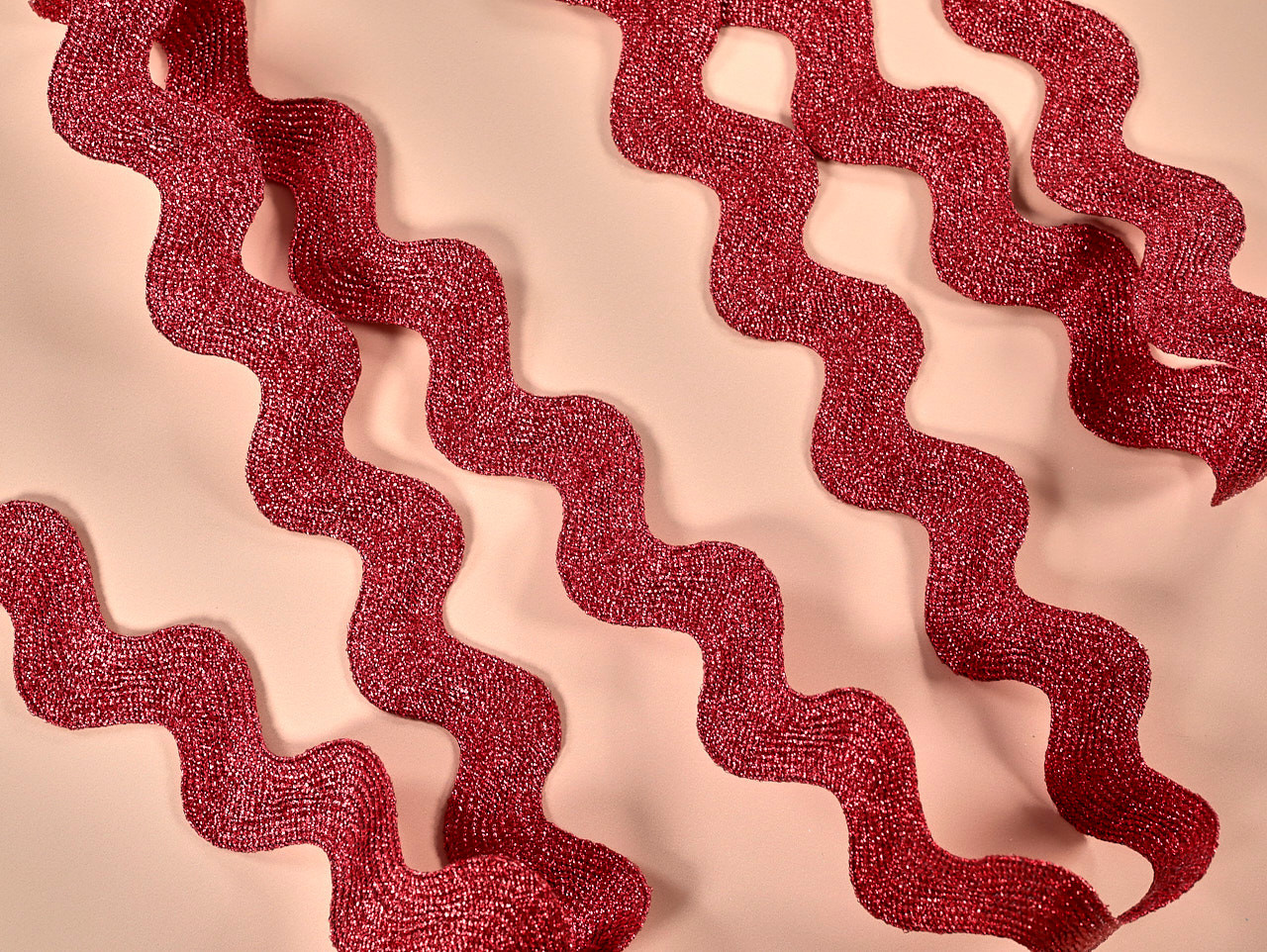 25mm Ric Rac Dressmaking Trim | Metallic Ric Rac Braid - 25mm - Red | Fabric Godmother