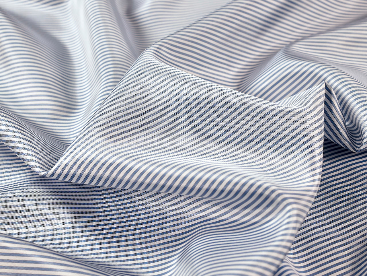 Dressmaking Fabric River Stripe Viscose Lining Blue Ivory